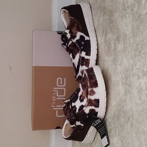 NWT Hey dude exclusive cow print shoes